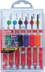 VESSEL Precision Screwdriver Set TD-56 / -0.9, -1.2, -1.8, -2.3, 00, 0 Clear - Picture 1 of 7