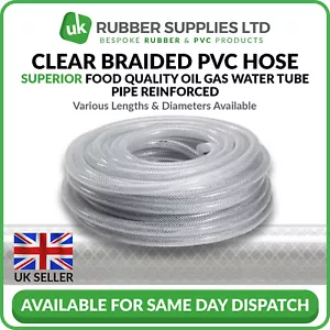Clear Braided PVC Hose Superior Food Quality Oil Gas Water Tube Reinforced ND - Picture 1 of 8