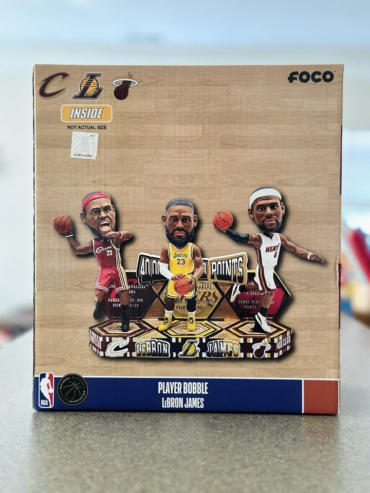 LeBron James Lakers, Cavs, Heat 40k Points Milestone Triple Bobblehead FOCO NEW - Image 1 of 4