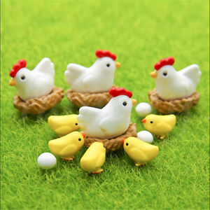 Miniature Hen Chicken Egg Fairy Garden Ornament Bonsai Craft Dollhouse Decor