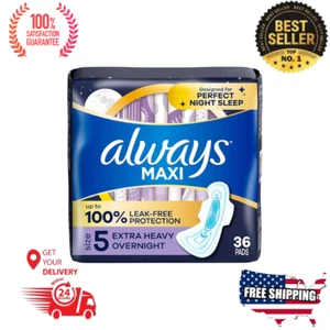Always Maxi Pads mit Flügeln, Größe 5, extra starke Saugfähigkeit über Nacht - 36 CT - Bild 1 von 7