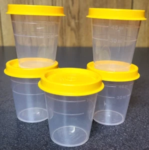 5er Set Tupperware Midgets Behälter, 2 Unzen, klar mit gelben Dichtungen/Deckeln - Bild 1 von 8