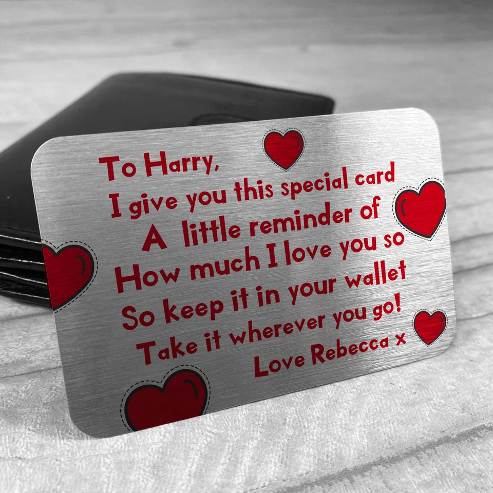 Personalised Metal Keepsake Wallet Card For Wallet / Purse Valentines Day Gifts