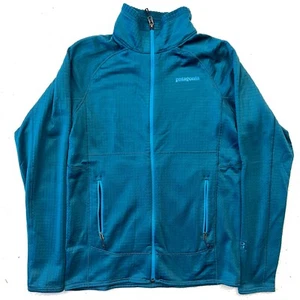 Patagonia R1 Polartec Power Grid Full Zip Thermal Size M Blue Fleece Jacket - Picture 1 of 6