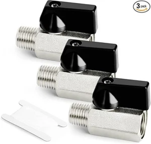 EFIELD 3 PCS  1/4" MNPT X 1/4" Female NPT  1/4 Turn Mini Brass Ball Valve - Picture 1 of 3