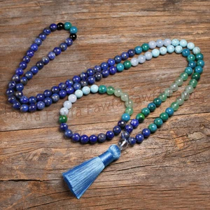 Tibet Buddhism 8mm Lapis Lazuli Phoenix 108 Prayer Beads Mala Necklace Bracelet - Picture 1 of 4
