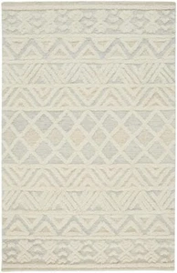 12' X 15' Ivory Blue And Tan Wool Geometric Tufted Handmade Area Rug - Picture 1 of 1