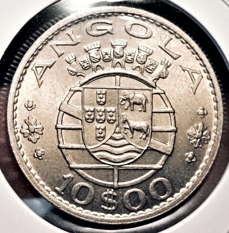 Portuguese Angola 10 escudos 1969 coin (UNC! Superb!) Cover