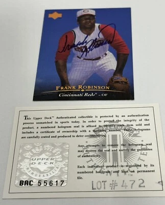 Frank Robinson 1995 Upper Deck Autenticado UDA Tarjeta Automática Cincinnati Reds Salón de la fama🔥 Foto 1 de 4
