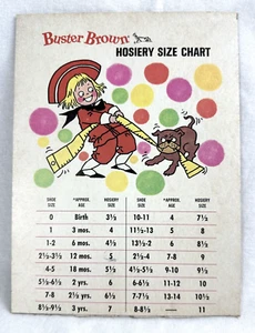 Vtg Buster Brown Child Hosiery Size Chart Double Sided Thick Cardboard, Free Shp - Picture 1 of 9