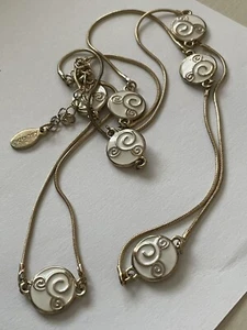 Disney White Mickey Ears Disc On Gold tone Long Necklace - Picture 1 of 6