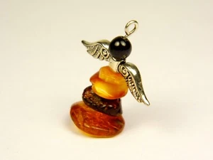 Angel Figurine Souvenir With Baltic Amber Stone Natural Genuine Religious 6377 - Picture 1 of 9