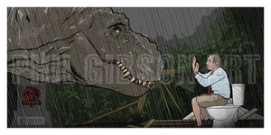 Original "When You Gotta Go" Jurassic Park World Dinosaur Art Poster Blu Print  - Picture 1 of 1