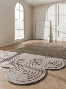 Alfombras de salón modernas de diseño geométrico a mano a medida con mechón de peonía - Imagen 1 de 5