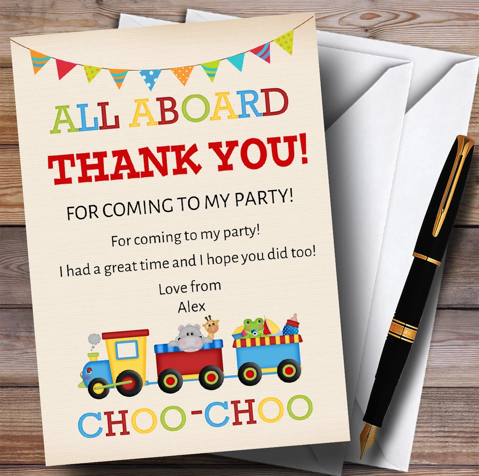Train & Bunting Party Thank You Cards - Image 1 of 1