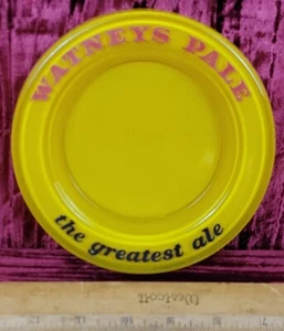 Vintage Ashtray ADVERTISING Watney's PALE ALE YELLOW COLORFUL Glass Table Top - Picture 1 of 13