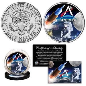 Medio dólar ARTEMIS NASA Space Moon Program genuino JFK Kennedy EE. UU. Moneda - Imagen 1 de 1