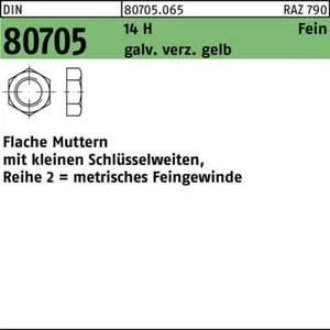 Mutter DIN 80705 flach M 20 x 1,5 14 H galvanisch verzinkt gelb - Bild 1 von 1