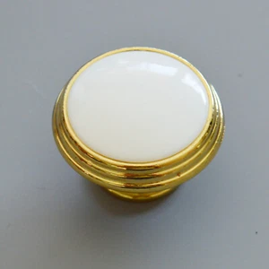 10 STK. Möbelknopf Weiss-Gold Griffe Rund Metal-Kunststoff Neu Möbelknöpfe Türg - Picture 1 of 3