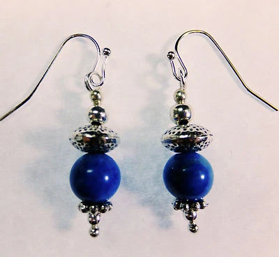 Fantasy Steampunk Victorian Look Beaded Turquoise Blue Dangle Earrings New! - Image 1 of 4