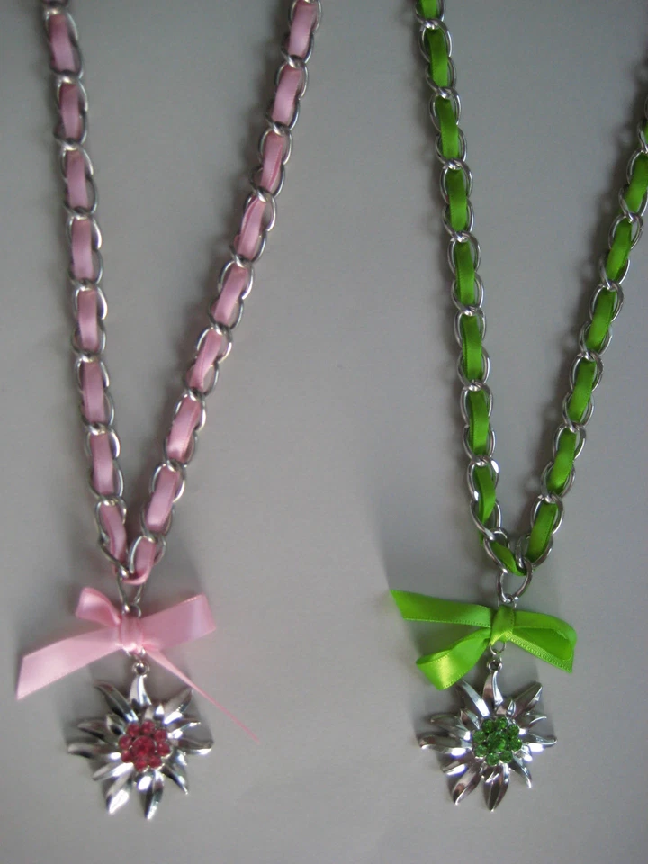 Trachtenschmuck Silber Halskette mit Edelweiß und Strass NEU - Bild 1 von 1