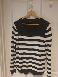 COTTON ON, Size XS, Striped Knit Jumper, Cotton Blend, Chocolate & White - Picture 1 of 5