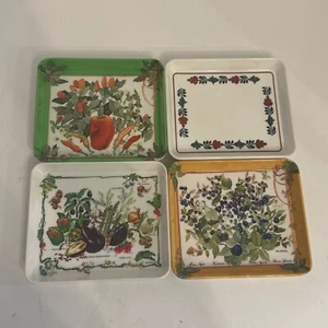 Italy Melamine Snack Trays 5.5”x4.75 Set Of 4 Vintage - Picture 1 of 7