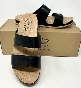 Sandalia de cuero tutsi de doble banda negra talla 8 Kork-Ease para mujer nueva en caja - Imagen 1 de 13