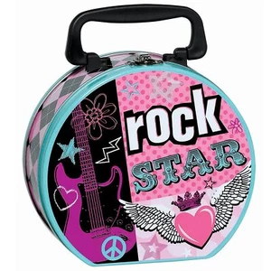 Rocker Prinzessin gepunktet Rockstar Kindergeburtstag Party Gastgeschenk Metall Brotdose - Bild 1 von 1