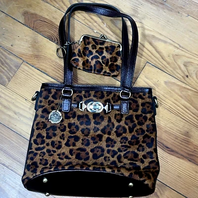PATRICIA NASH 10th Anniversary Cow Hair Leopard Leather Purse + Change ❤️blt10m6 - Image 1 of 4