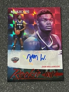2019 2020 NBA Hoops Zion Williamson Pelicans RC Red Rookie Ink Auto #/ 25 - Picture 1 of 3