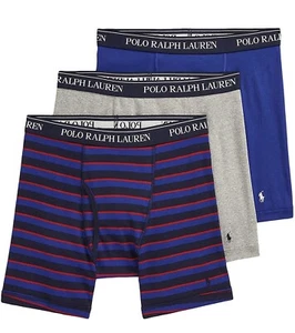 Polo Ralph Lauren Classic Fit Wicking 3-Pack Boxer Briefs Regency Stripe Rugby - Picture 1 of 3