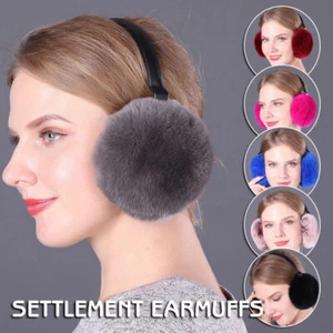 Winter Warm Fluffy Real Rabbit Fur Earmuffs Hang Ear Cover Headwear Ear Warmer - Picture 1 of 22
