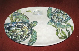 TOMMY BAHAMA Oval Melamine Serving Platter (Watercolor SEA TURTLES) - Picture 1 of 4