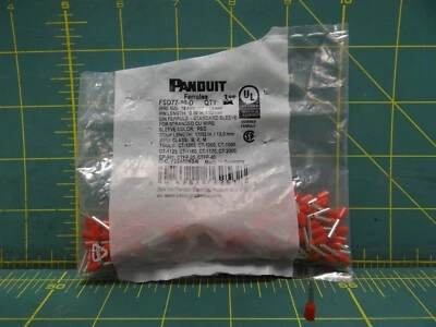 (Qty: 200) Panduit One-Wire Female Insulated 18AWG Ferrules FSD77-10-D Crimp Red - Image 1 of 4