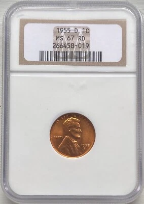 1955 D Lincoln Wheat Cent 1C - NGC MS67RD - Image 1 of 2