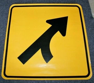 Póster de señal de flecha amarilla de tráfico de la década de 1980 Entering Roadway Merge FN - Imagen 1 de 1