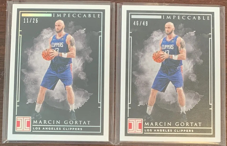2018-19 Panini Impeccable Holo & Silver SSP Marcin Gortat X2 #11/25 & #46/49 - Image 1 of 4