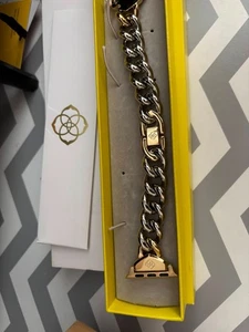 Kendra Scott Whitley Chain Watch Band in 2-Tone Stainless Steel Size M/L - NIB - Photo 1 sur 4