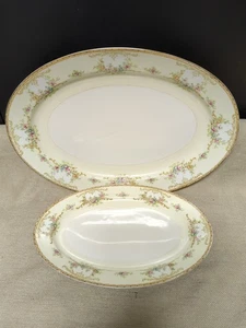 2 Meito Oval Serving Platters Hand Painted - Japan - Picture 1 of 3