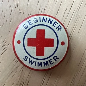 Vintage Rotes Kreuz Anfänger Schwimmer Anstecker Button Pin Pinback - Bild 1 von 10