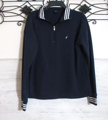 Top tejido para mujer Nautica talla M manga larga azul 1/4 cremallera cuello Foto 1 de 4