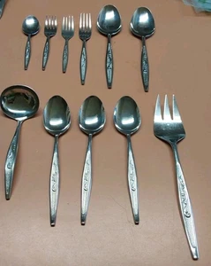 Set 11 Crest Carlton Woodcrest varie pezze acciaio inox Giappone MCM vintage  - Foto 1 di 5