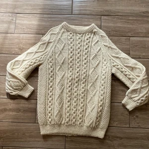 Blarney Woolen Mills Ireland Mens Wool Cable Knit Crewneck Sweater Size Large - Picture 1 of 6
