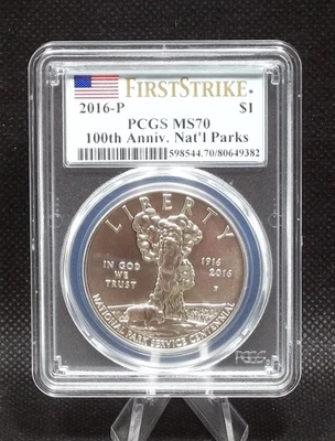 2016-P 100th Anniv National Parks Silver Dollar PCGS MS 70 First Strike #9382 - Image 1 of 4