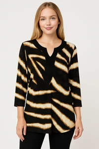 Chico's Travelers Tunika Gr. XL Zebra Animal Print braun Lagenlook bügelfrei artsy - Bild 1 von 12