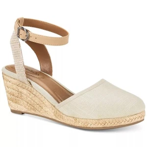 Style & Co Women Ankle Strap Espadrille Sandal Mailena Size US 8.5M White Canvas - Picture 1 of 5