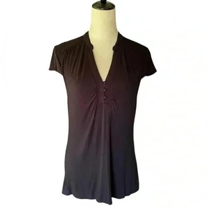 Old Top Navy Donna Taglia L Y2K Preppy Accademico Manica Corta Leggero Nero - Foto 1 di 4