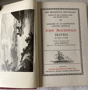 John MacDonald Travels 1745-1779: Memoirs 18th Century Footman/GOOD+ 1928 HC - Picture 1 of 4