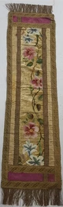 Antique Victorian Floral Hand-Painted Velvet Metallic Trim Panel 109x32cm - Picture 1 of 12